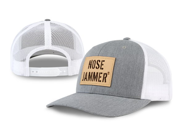 Grey and white trucker 2024 hat